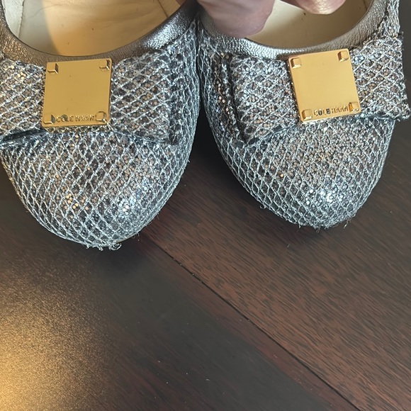 Cole Haan Metallic Silver Flats with Bow Accent - Picture 3 of 9